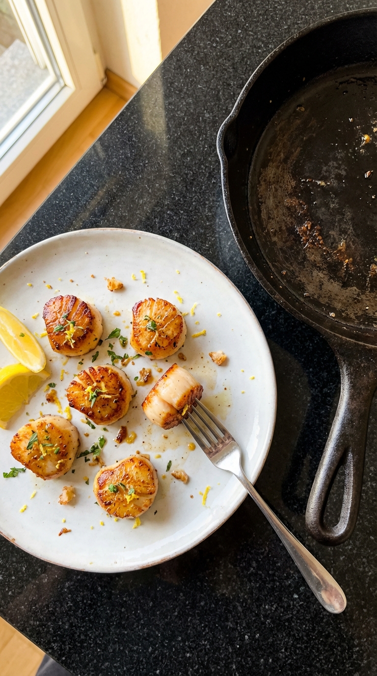 In der Pfanne Gebratene Jakobsmuscheln mit Zitrus