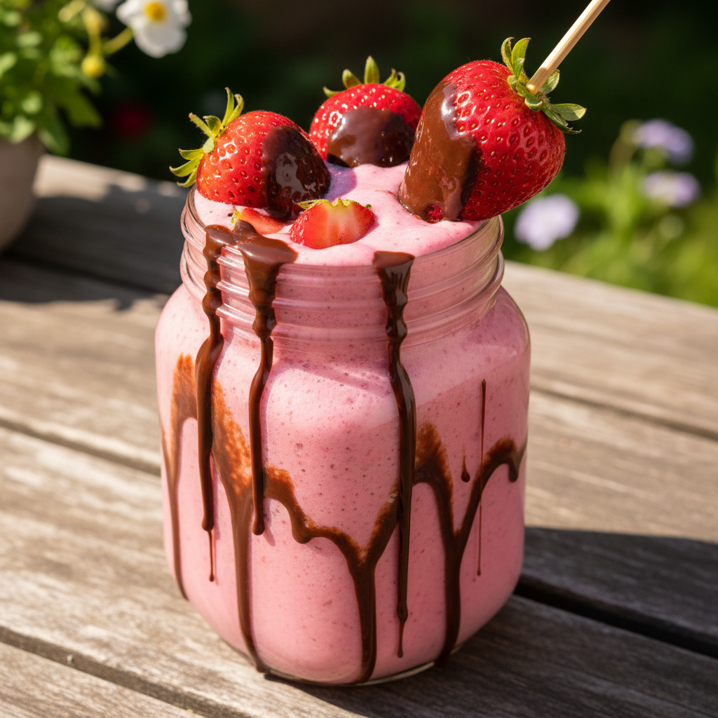Schokoladenüberzogene Erdbeer Smoothie