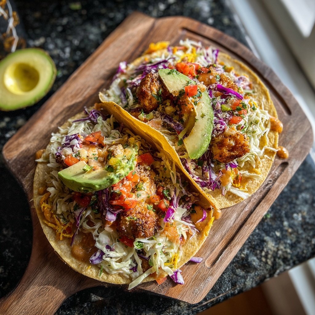 Scharfer Fisch Taco Bowl Avocado