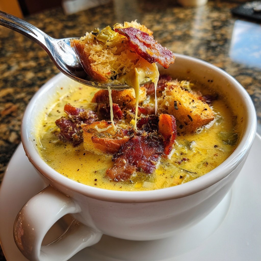 Lauch Rahm Suppe mit Croutons