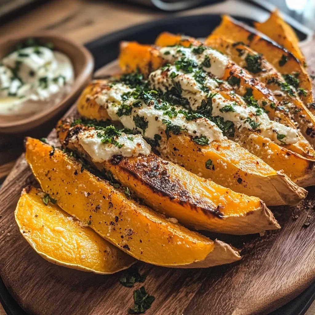 Butternut Kürbis mit Feta Dip aus dem Backofen