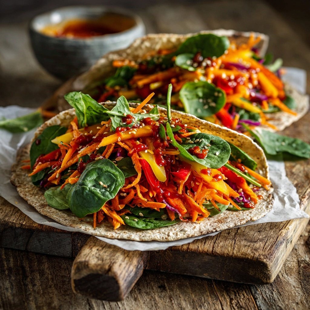 Sriracha Gemüse Salat Wraps
