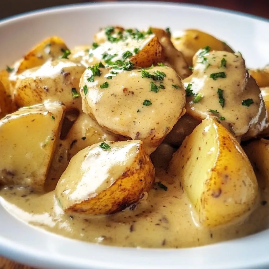 Kartoffeln in cremiger Knoblauchsoße