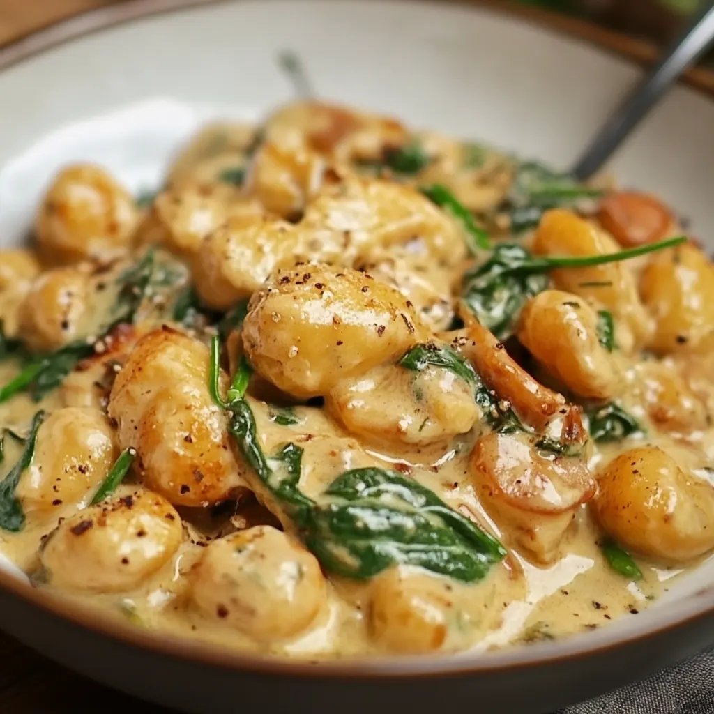 Gnocchi mit Pilzen und Spinat