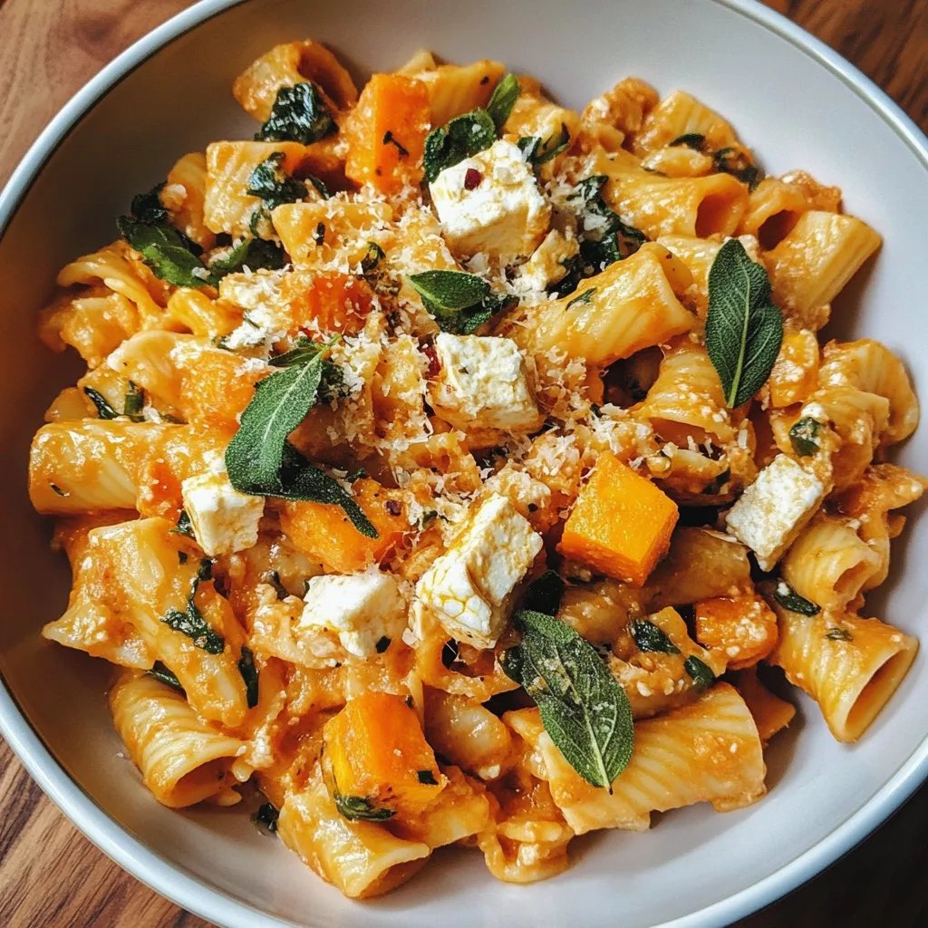 Schnelle Feta-Kürbis-Pasta