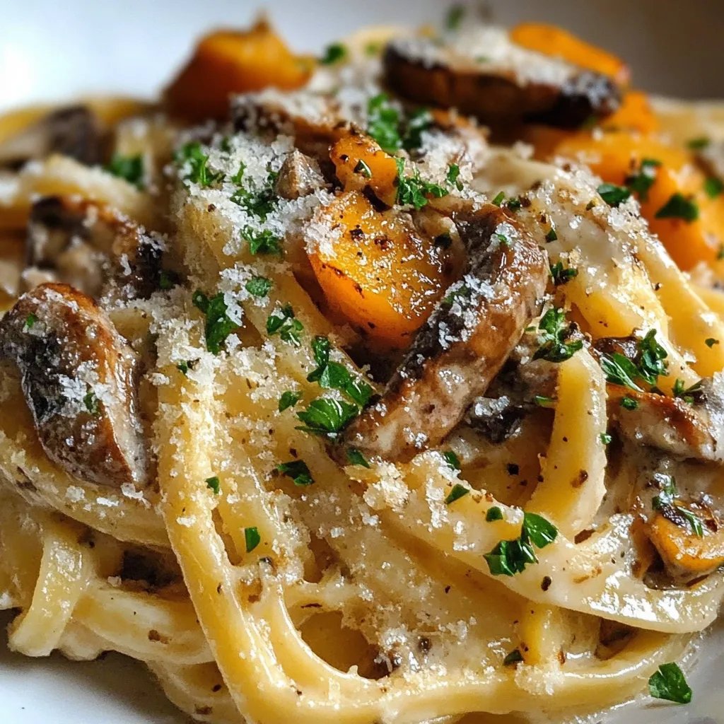 Cremige Kürbis-Pilz-Pasta