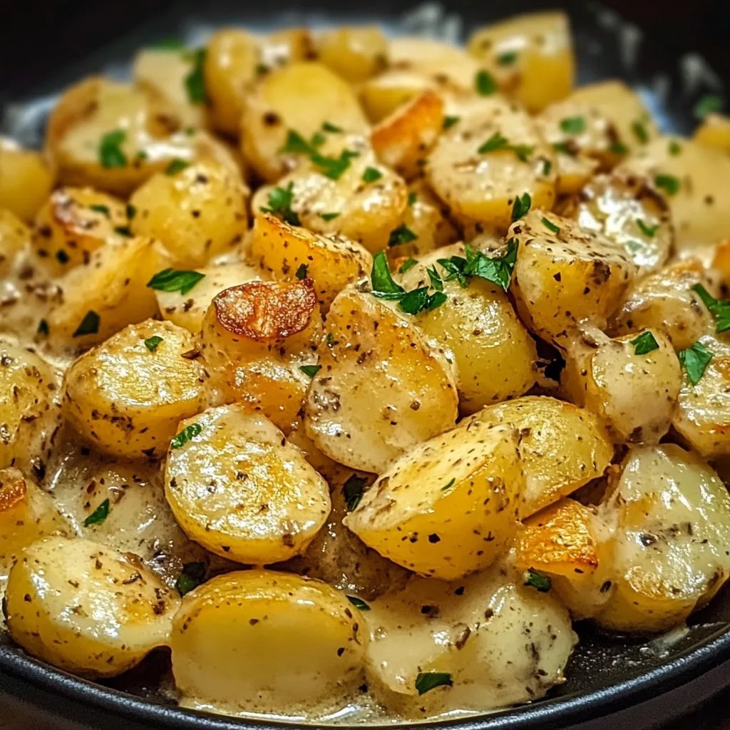 Kartoffeln mit Knoblauch-Sahnesauce