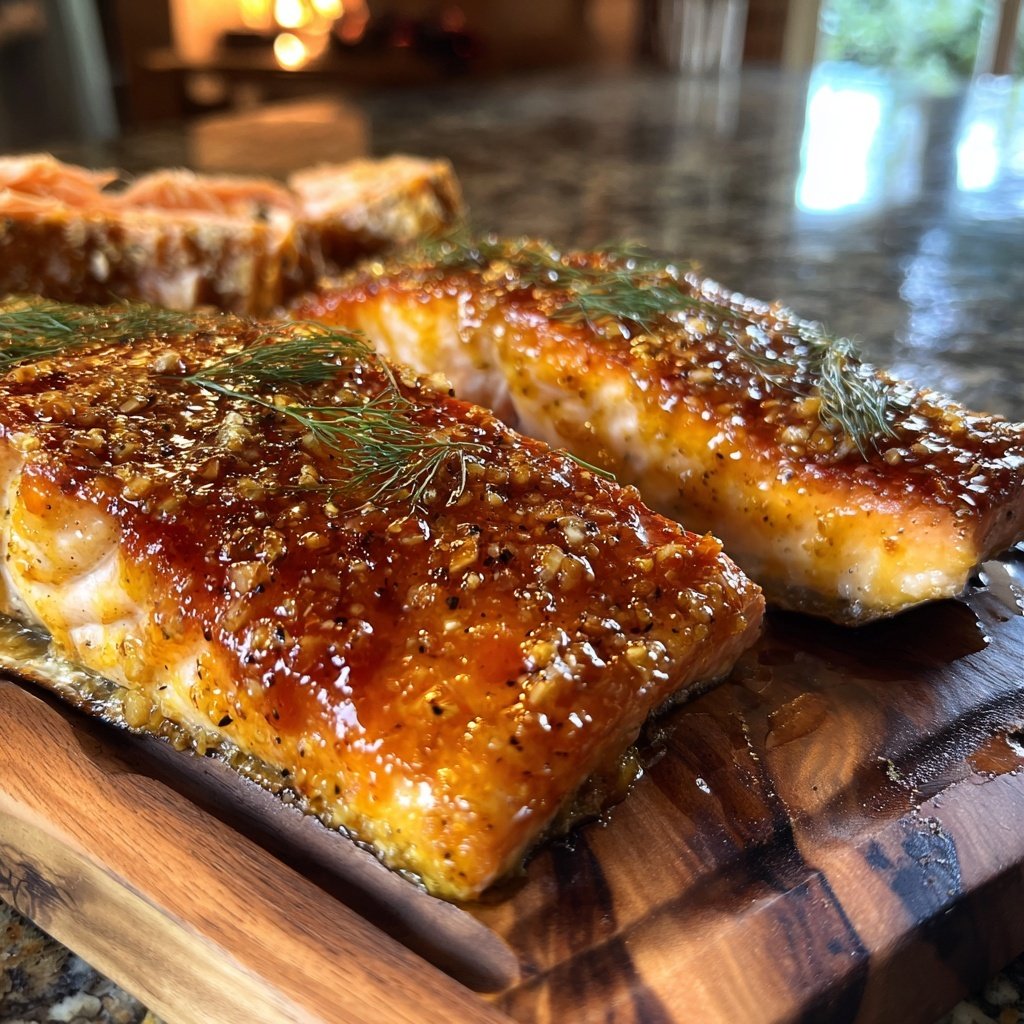 Weihnachtslachs aus dem Ofen mit Honig-Senf-Glasur​