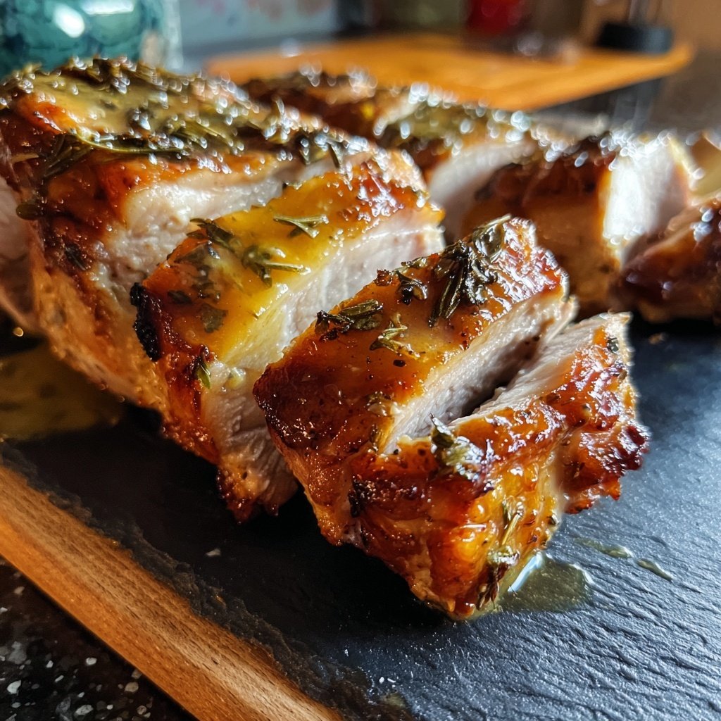 Kräuter gebratene Pute Brust mit Soße