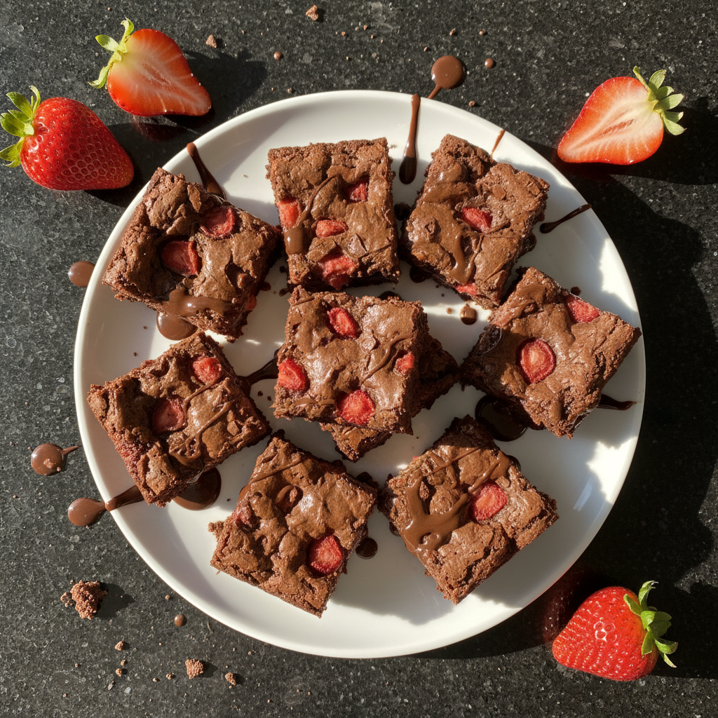 Reiche Schokoladen Erdbeer Brownies
