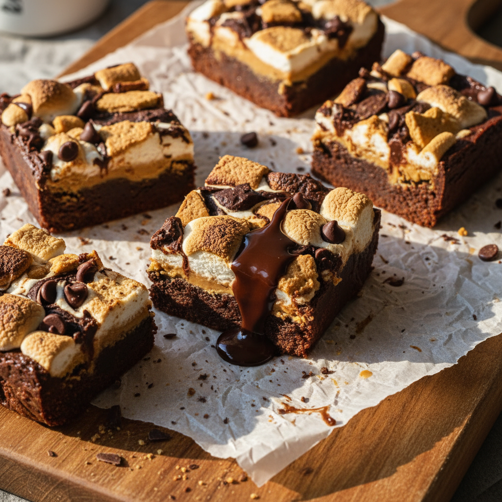 Erdnussbutter S’mores Fudge Riegel
