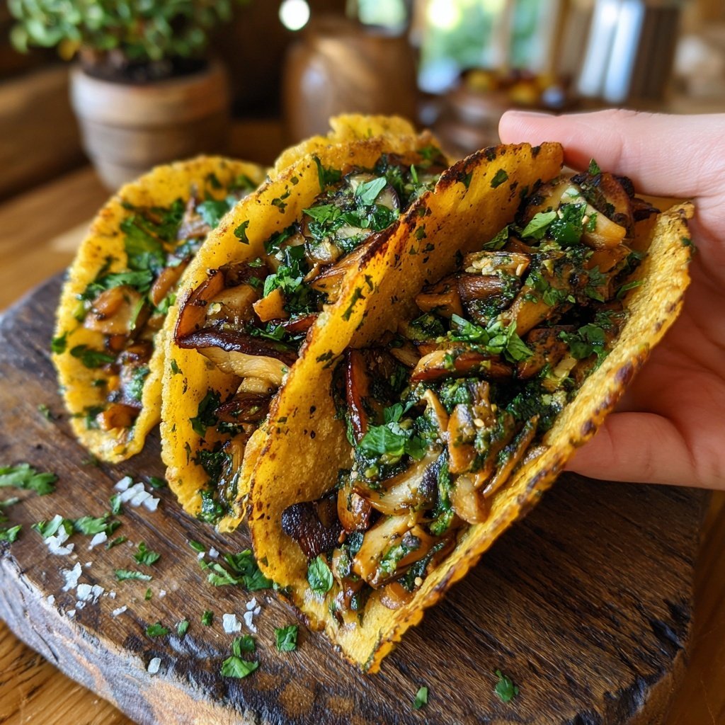Gezupfter Pilz Tacos Salsa Verde