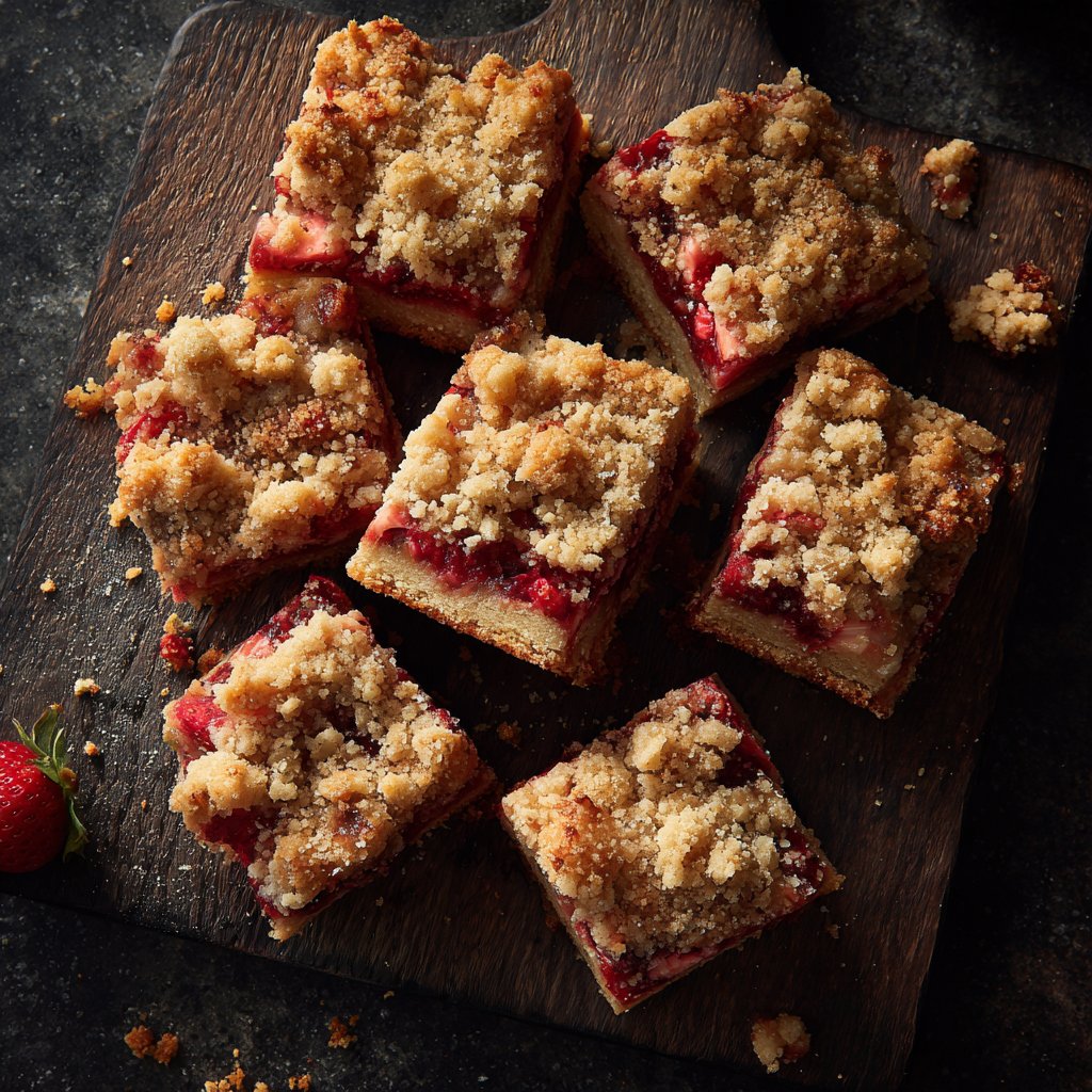 Erdbeer-Rhabarber-Crumble-Riegel