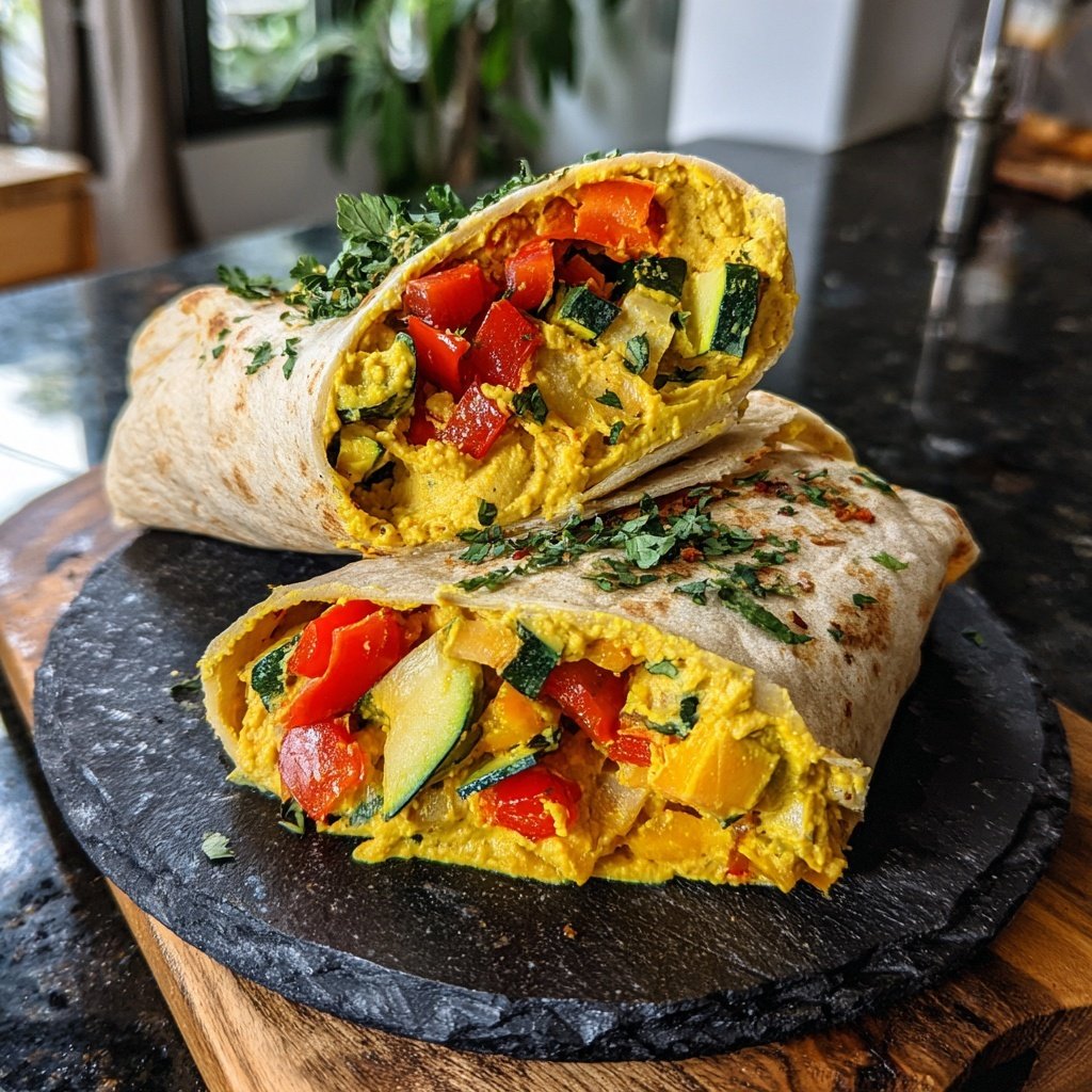 Geröstete Gemüse Hummus Wraps