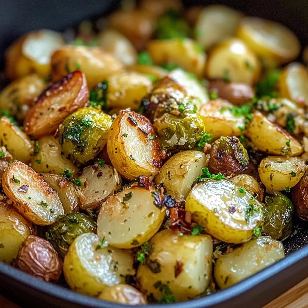 Knoblauch-Rosenkohl-Kartoffeln