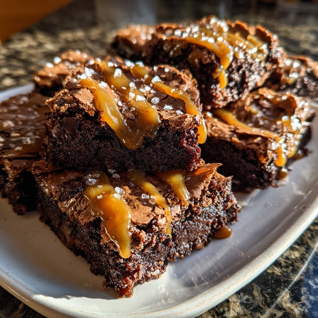 Sauerteig Abfall Brownies mit gesalzenem Karamell