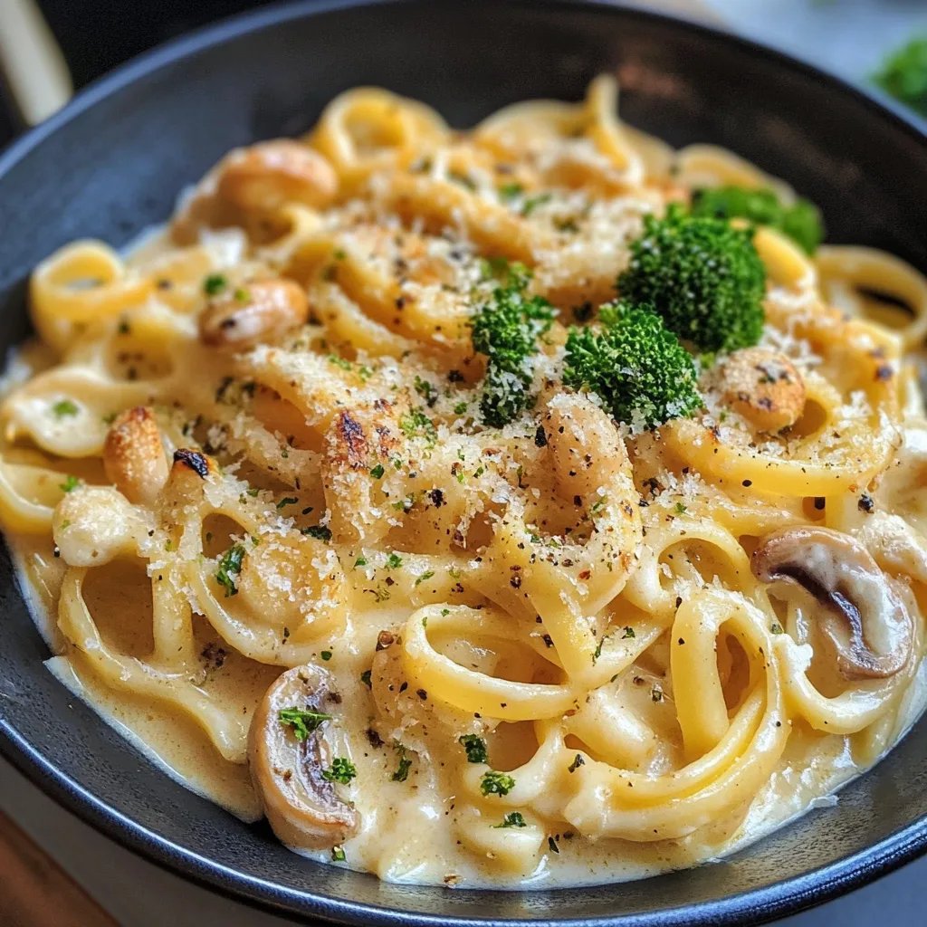 Datenight Pasta mit Brokkoli, Speck und Pilzen