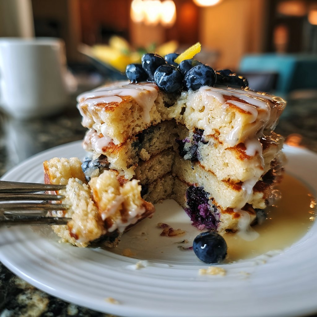 Zitrone Blaubeer Protein Pfannkuchen